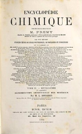 Encyclopédie chimique, Tome 2. Métalloïdes