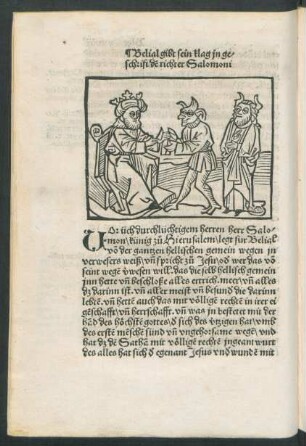 Belial gibt sein klag in geschrift dem richter Salomoni