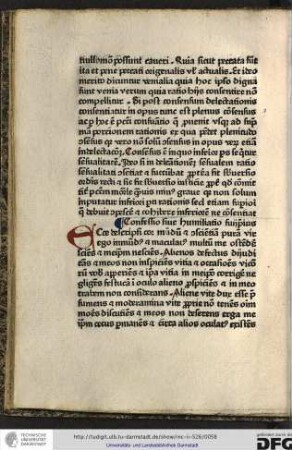 Ecce descripsi cor mundum et conscientiam puram vir ego immundus et maculatus multum me ostendere sciens et meipsum nesciens...