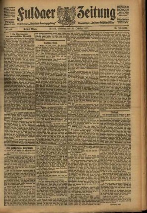 Erste Ausgabe vom Samstag, den 22. Oktober 1910.