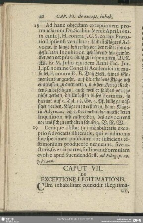 Caput VII. De Exceptione Legitimationis