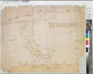 Wietmarschen (Lohne) Stift Lagepkan mit den Grenzen zum Hochstift Münster und zur Grafschaft Bentheim (1585) 17.Jh. o.M. 65 x 82 kol. Zeichnung, Kopie Schrader KSM Nr. 1017