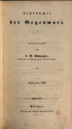 Jahrbücher der Gegenwart. 1845