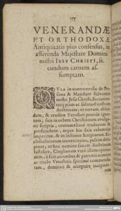 Venerandae Et Orthodoxae Antiquitatis pius consensus, in asserenda Majestate Domini nostri Jesu Christi, secundum carnem assumptam