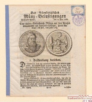 Medaille auf Andreas I. (GSI = Endres II.) Imhoff; geb. 1491