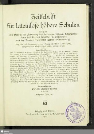 16.1905: Zeitschrift für lateinlose höhere Schulen : Organ d. Vereins zur Förderung des Lateinlosen Höheren Schulwesens, sowie des Vereins Sächsischer Realschullehrer