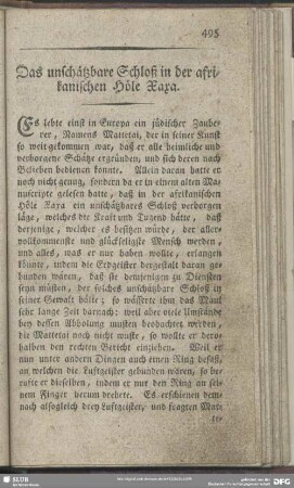 Das unschätzbare Schloß in der afrikanischen Höle Xaxa