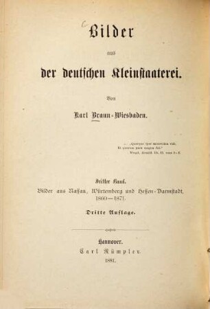 Bilder aus der deutschen Kleinstaaterei, 3. Bilder aus Nassau, Würtemberg und Hessen-Darmstadt : 1860 - 1871