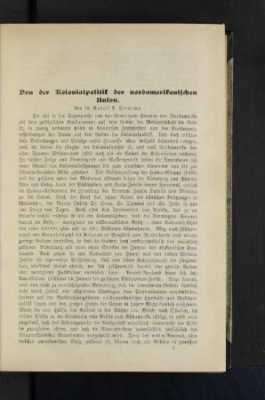 Von der Kolonialpolitik der nordamerikanischen Union.