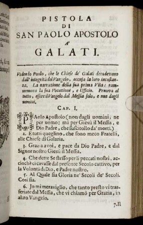 Pistola Di San Paolo Apostolo A' Galati. - Pistola Di San Paolo Apostolo Agli Efesi.