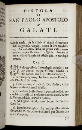Pistola Di San Paolo Apostolo A' Galati. - Pistola Di San Paolo Apostolo Agli Efesi.