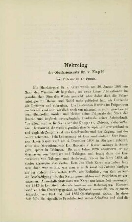 Nekrolog des Oberkriegsrats Dr. v. Kapff