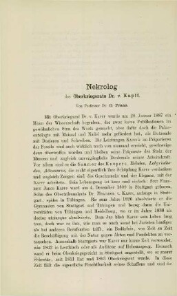 Nekrolog des Oberkriegsrats Dr. v. Kapff