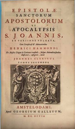 Novum Testamentum Domini Nostri Jesu Christi. 2, Epistolae Sanctorum Apostolorum Et Apocalypsis S. Joannis