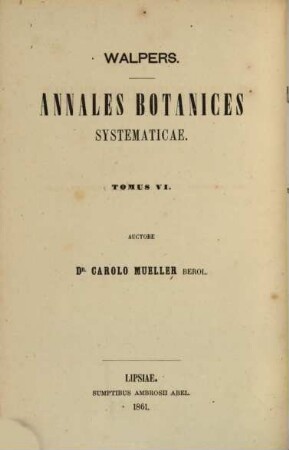 Annales botanices systematicae. 6,1