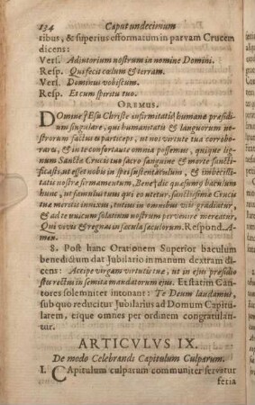 Articvlvs IX. De modo Celebrandi Capitulum Culparum.