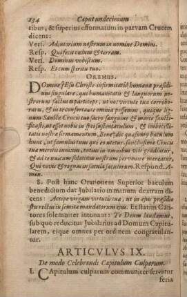 Articvlvs IX. De modo Celebrandi Capitulum Culparum.
