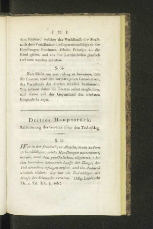 Drittes Hauptstück. Erläuterung der Gesetze über den Todschlag.