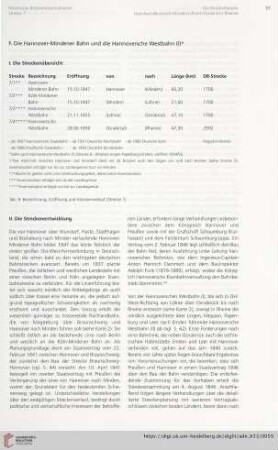 F. Die Hannover-Mindener Bahn und die Hannoversche Westbahn (I)