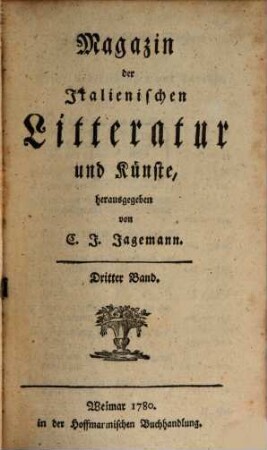 Magazin der italienischen Litteratur und Künste. 3. 1780