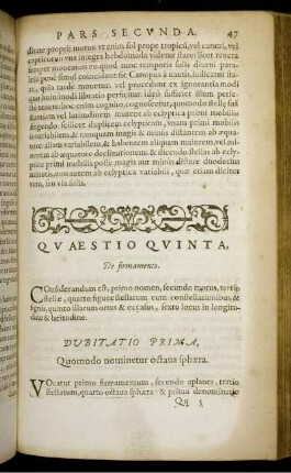 Quaestio Quinta, De firmamento.