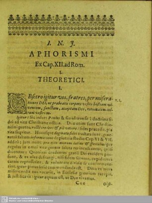 Aphorismi Ex Cap. XII. ad Rom.