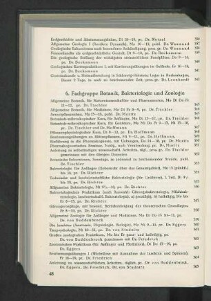 6. Fachgruppe Botanik, Bakteriologie und Zoologie
