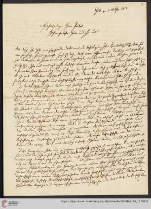Korrespondenz Isaak Dorner / Carl Ullmann: Brief von Isaak August Dorner an Carl Ullmann