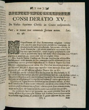 109-114, CONSIDERATIO XV. De Verbo septimo Christi in Cruce exspirantis.