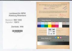 Entnazifizierung Willi Dembski, geb. 02.01.1916 (Polizeibeamter)