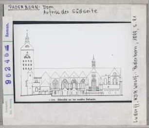 Paderborn: Dom, Aufriss der Südseite