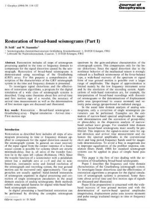 Restoration of broad-band seismograms (Part I)