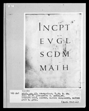 Evangeliar Karls des Kahlen — Titelseite des Matthäus-Evangeliums, Folio 11verso