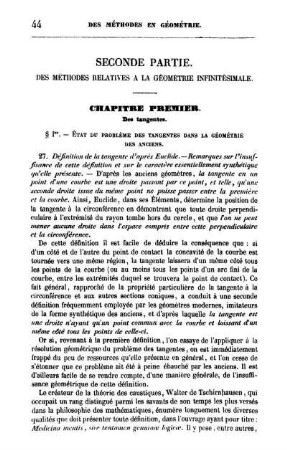 Seconde Partie. Des Méthodes Relatives à la Géométrie Infinitésimale.
