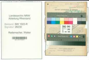 Entnazifizierung Walter Rademacher , geb. 15.06.1885 (Postbeamter)