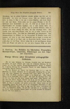 Einige Worte über Dörpfelds pädagogische Arbeiten
