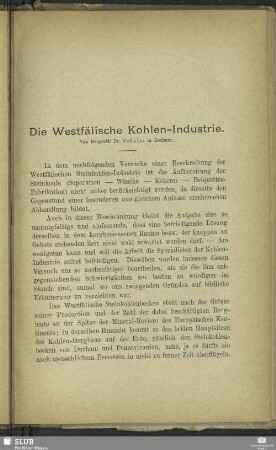 Die Westfälische Kohlen-Industrie
