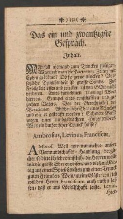 Das ein und zwantzigste - fünff und zwantzigste Gespräch.