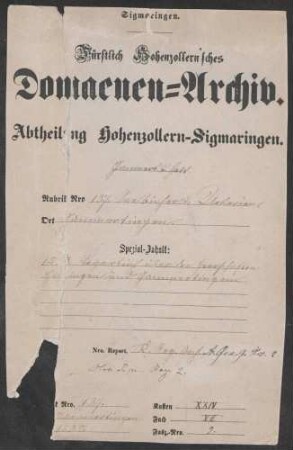 Gammertingen: Lagerbuch über die Herrschaften Gammertingen und Hettingen