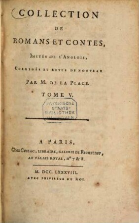 Collection De Romans Et Contes : Imités De L'Anglois, 5