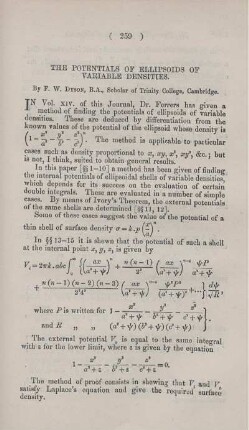 The potentials of ellipsoid of variable densities.