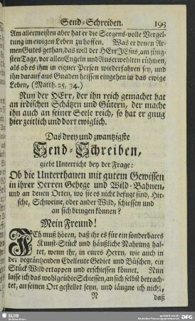 Das drey und zwantzigste Send-Schreiben