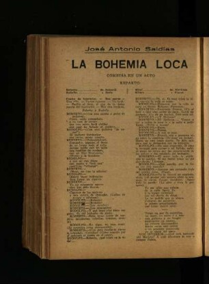 La bohemia loca : comedia en un acto