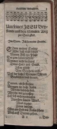 Um seines Jesu Beystandt auff dem schmalen Weg zur Seeligkeit. - Danck-Lied/ um erlangte Hülffe.