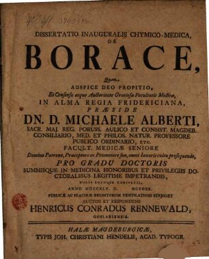 Diss. inaug. chym. med. de borace