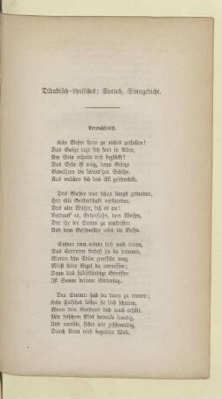 Didaktisch-Lyrisches; Spruch, Sinngedicht