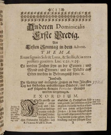 1-14, Anderen Dominicalis Erste Predig.