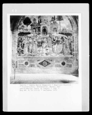 Ausmalung der Cappella Baglioni — Ostwand: Der zwölfjährige Jesus unter den Schriftgelehrten