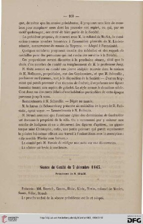 Séance du Comité du 7 décembre 1863