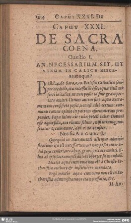 Caput XXXI. De Sacra Coena